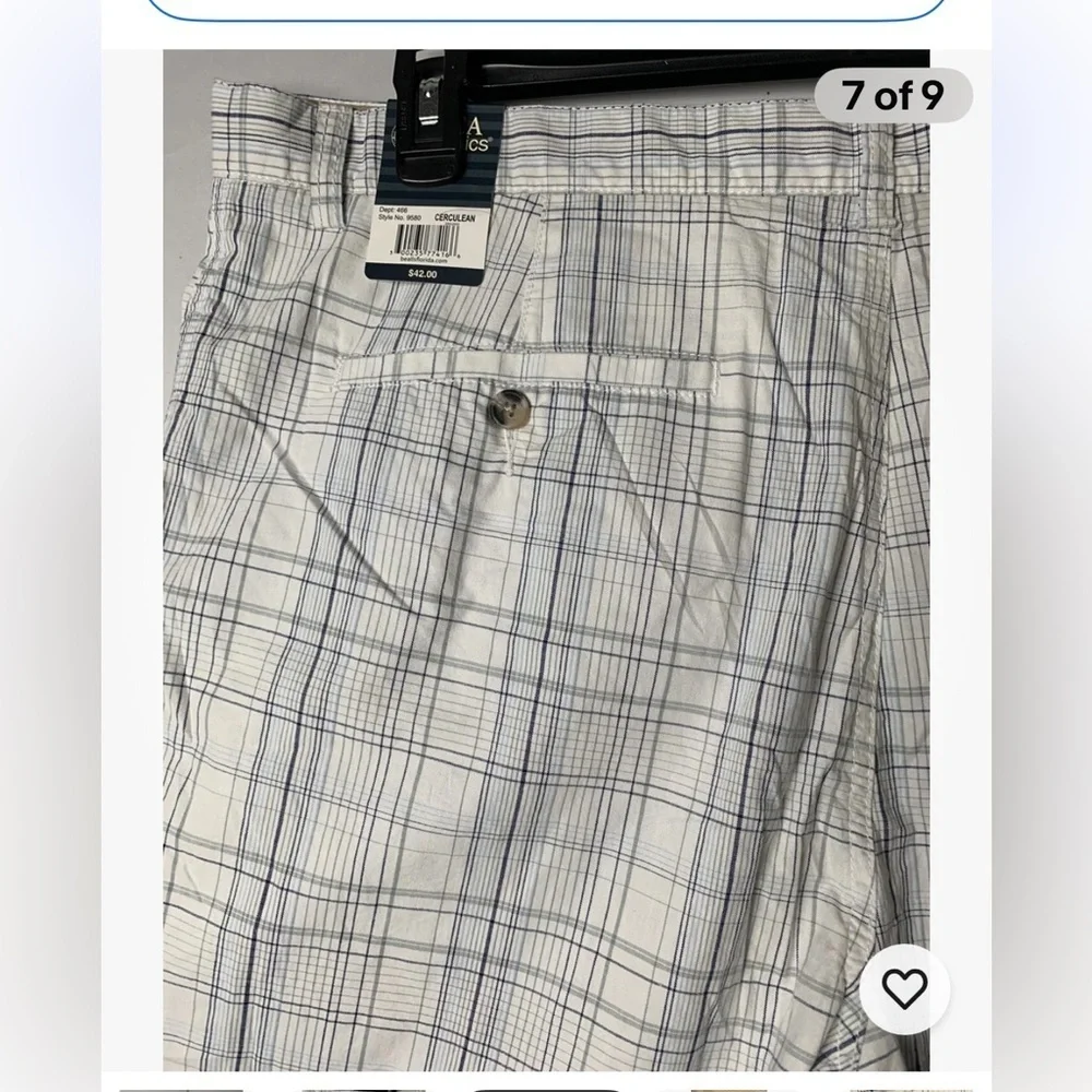 Boca Classics men's size 42 shorts multicolor plaid zip 100%Cotton